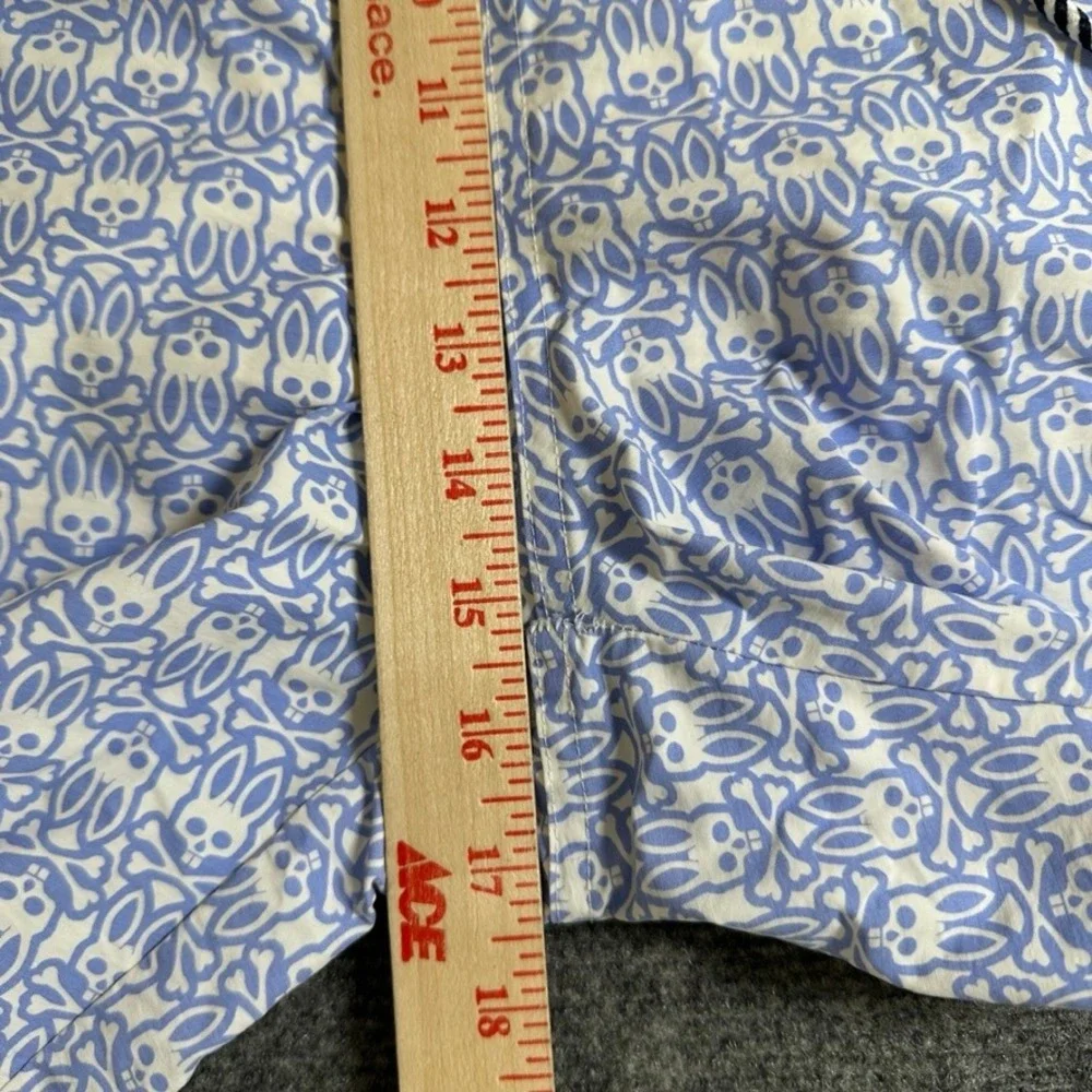 Psycho Bunny Mens 2XL Blue White Logo Print Swim Trunks Board Shorts Mesh Lined